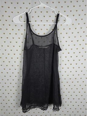 Victorias Secret Black Sheer Sexy Chemise Slip Nightie Vintage Y2k SM Lingerie